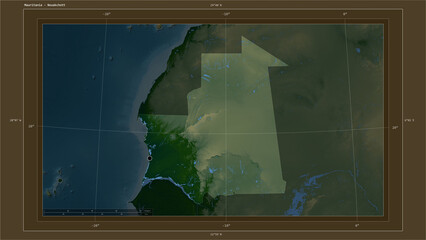 Mauritania highlighted - composition. Physical Map