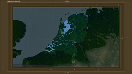 Netherlands highlighted - composition. Physical Map