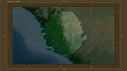 Sierra Leone highlighted - composition. Physical Map