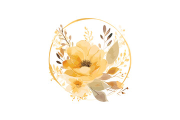 Watercolor floral gold and yellow color luxury Flower design