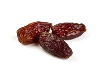 Dried dates, isolated on white background.