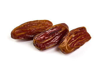 Dried dates, isolated on white background.