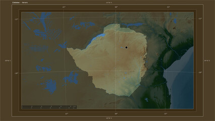 Zimbabwe highlighted - composition. Physical Map © zelwanka