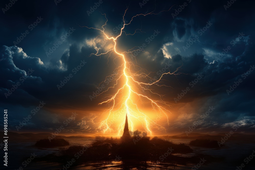 Poster eye-catching lightning pattern banner. weather cloud. generate ai