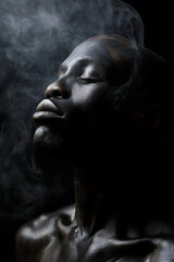 Portrait of a relaxed black african man. Black culture, studio photography
