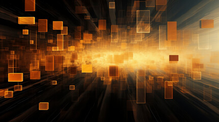 abstract digital background with squares and fractals imagery , vibrant and neon colors, geometric patterns