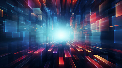 abstract digital background with squares and fractals imagery , vibrant and neon colors, geometric patterns