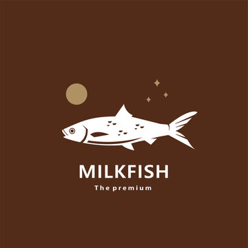 animal milkfish natural logo vector icon silhouette retro hipster