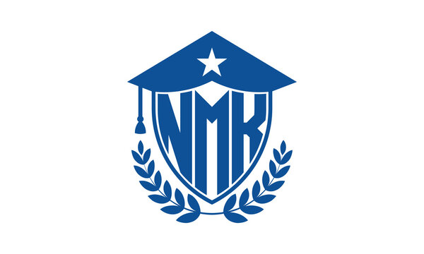 NMK three letter iconic academic logo design vector template. monogram, abstract, school, college, university, graduation cap symbol logo, shield, model, institute, educational, coaching canter, tech