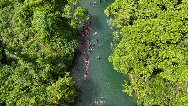 Citumang Pangandaran, green valley.  Citumang Body Rafting is a tour along the river with beautiful natural views