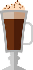 creamy Irish coffee in a glass cup with foam. Eps 10. hot chocolate latte in a glass cup. coffee with caramel.