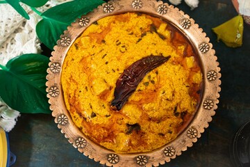 A Traditional Dish Rajasthani Gatta Curry or Besan Ke Gatte Ki Sabzi.,  which is prepared with Besan.