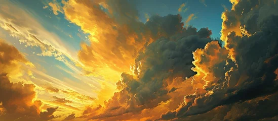 Zelfklevend Fotobehang Gorgeous sky of gold © AkuAku
