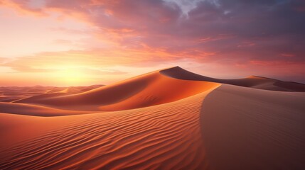 Fototapeta na wymiar Sunset over the desert. Ai generated.