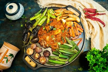Veg Tawa Fry Masala, Tawa Fry Vegetables, Tawa Sabzi Masala, Tawa Sabzi Masala on the Black Tawa,...