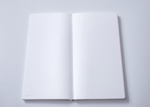 A white book with blank pages. 