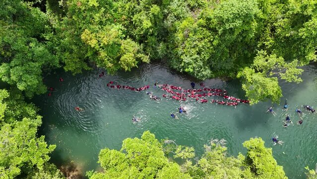 Citumang Pangandaran, green valley.  Citumang Body Rafting is a tour along the river with beautiful natural views