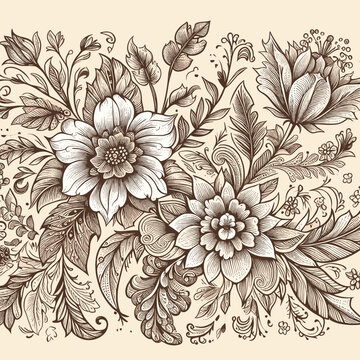 Free vector engraving hand-drawn floral background
