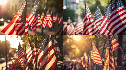 american flags in the wind