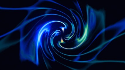 Abstract background. Bright swirl on black background. The concept of space - time. Cold blue color