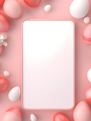 Obraz premium Pastel red easter eggs frame background with free copy space 