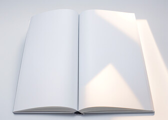 A white book with blank pages. 