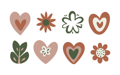 Abstract floral hearts vector clipart. Valentine's day vector clipart.