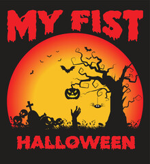 MY FIST HALLOWEEN T-SGIRT DESIN 
