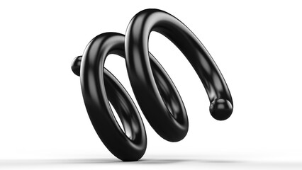 Black helix. 3d render. Isolated on white background