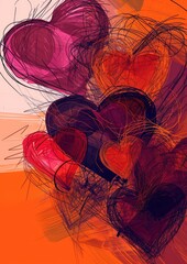 heart shape of valentine background. drawing concept