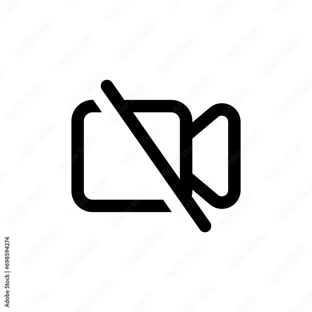 Poster no video camera icon for streaming , facetime icons video call symbol - recording not allowed - video cam off icon. web vector icon