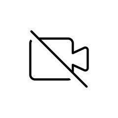 no video camera line icon for streaming , facetime icons video call symbol - recording not allowed - video cam off icon. web vector icon