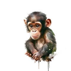 Naklejka premium watercolor cute monkey