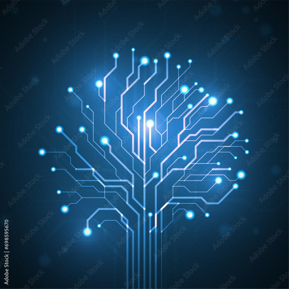 Poster circuit board in the shape of a tree.