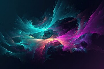 Abstract blue, mint, purple background interlaced smoke glitch stortion effect Futuristic cosmos design