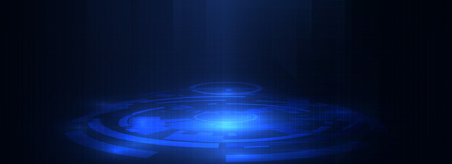 glowing blue technology circle Futuristic background concept