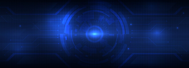 glowing blue technology circle Futuristic background concept