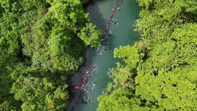 Citumang Pangandaran, green valley.  Citumang Body Rafting is a tour along the river with beautiful natural views