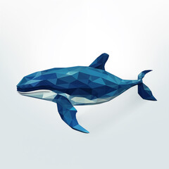 Obraz premium Baleia azul poligonal isolada no fundo branco 