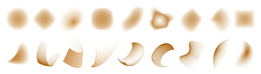 Set of dotted abstract forms. Abstract pattern with circles, waves and swirls.   Dot texture. 