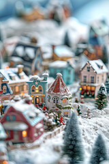 Isometric miniature of an european city during winter