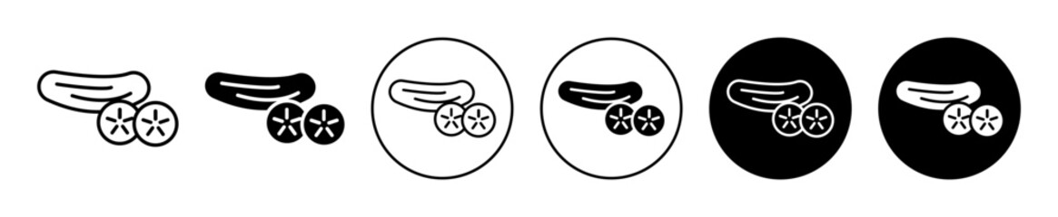 Cucumber icon. fresh juicy summer fruit and vegetables for diet food eating. organic raw natural cucumber  piece slice vector. green cucumber ripe for salad or pickle symbol set sign