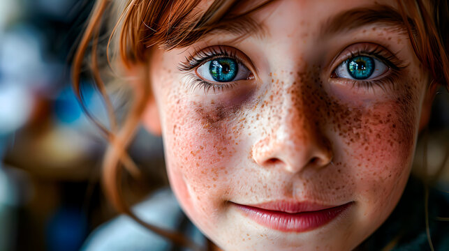 Portrait of a girl with blue eyes. International Women's Day. 