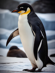 Detailed sepiatoned fantasystyle highquality Antarctic penguin.