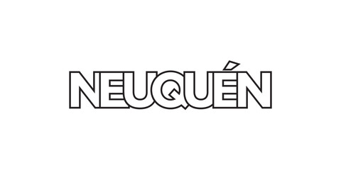 Neuquen in the Argentina emblem. The design features a geometric style, vector illustration with bold typography in a modern font. The graphic slogan lettering.