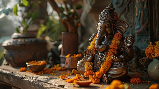 Happy Ganesh Chaturthi in graduation ceromony , university or collage, deploma certificate,  