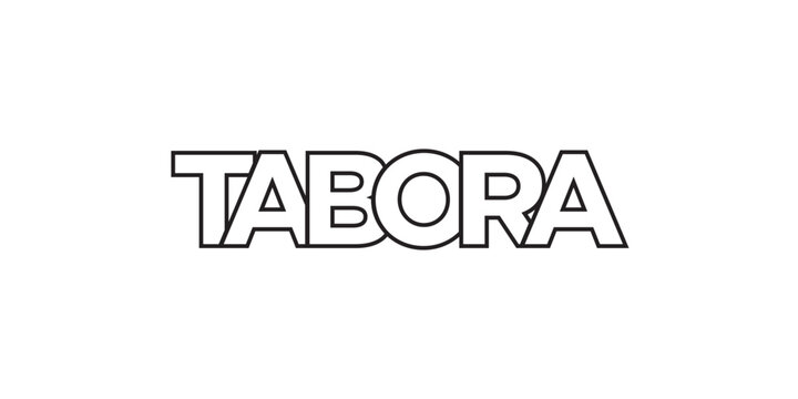 Tabora in the Tanzania emblem. The design features a geometric style, vector illustration with bold typography in a modern font. The graphic slogan lettering.