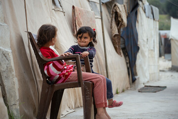 World Refugee Day. Syrian refugee suffer from tragic humanitarian conditions in winter. 
