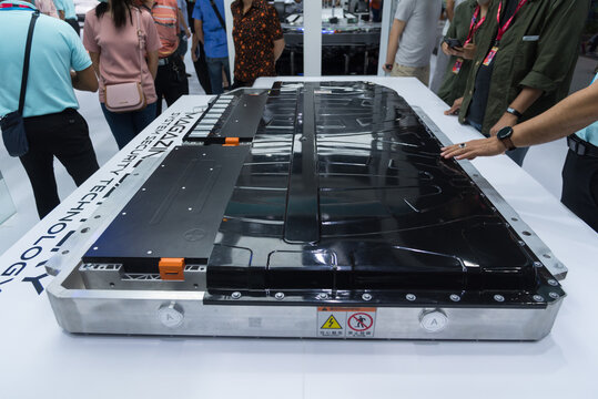 Bangkok,Thailand - 6 Dec, 2023: Battery pack model of Aion model show in impact arena motor expo car show  