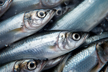 Fototapeta premium Fresh herring close-up, background